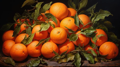Ripe Oranges Still Life Composition