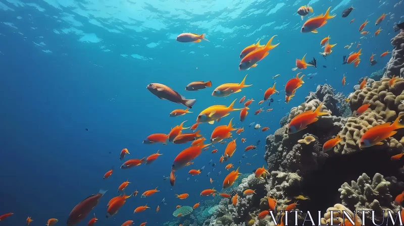 Serene Underwater Scene: Colorful Coral Reef and Marine Life AI Image