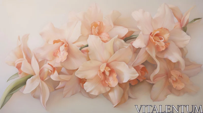 White and Pink Orchids Painting - Realistic Floral Artwork AI Image