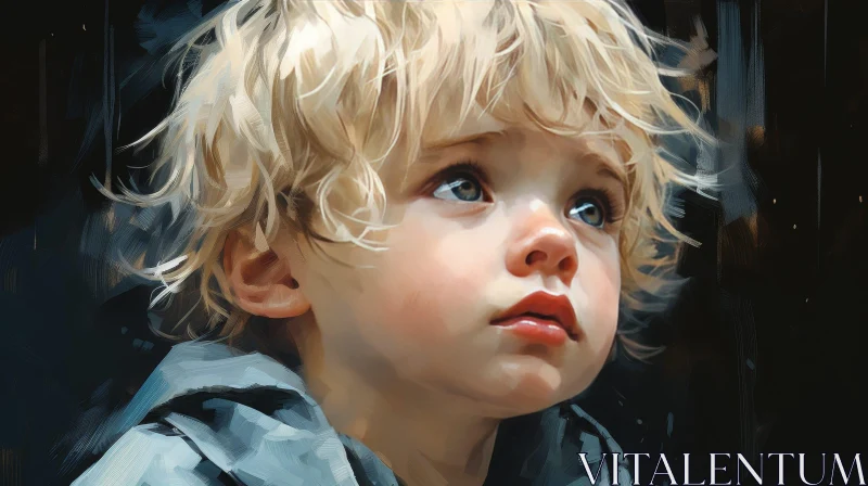 Young Boy Portrait - Thoughtful Expression AI Image
