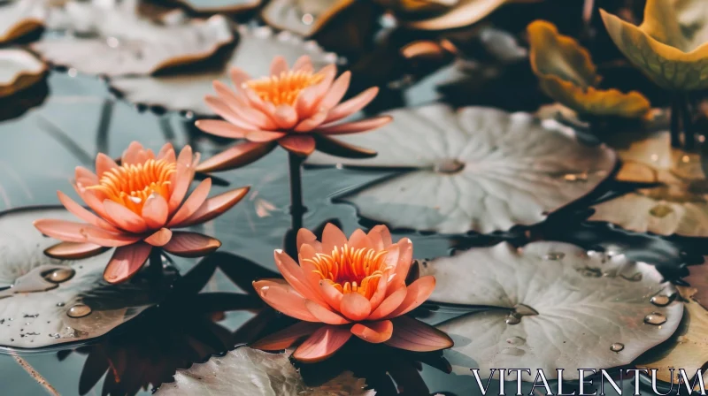 Beautiful Water Lily Flower Close-up AI Image