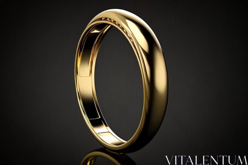 Captivating Gold Wedding Ring on Black Background | Exquisite 3D Design AI Image