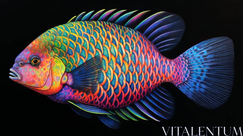 AI ART Colorful Parrotfish Painting - Realistic Art