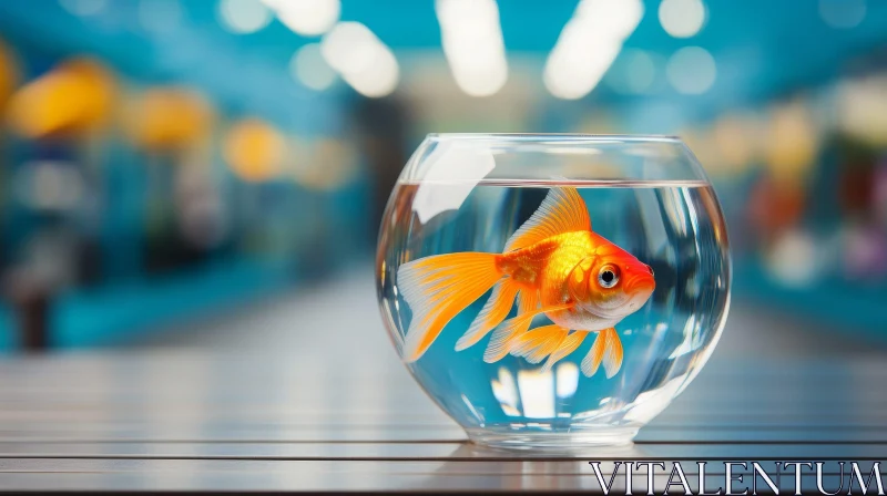 Graceful Goldfish in Glass Bowl AI Image