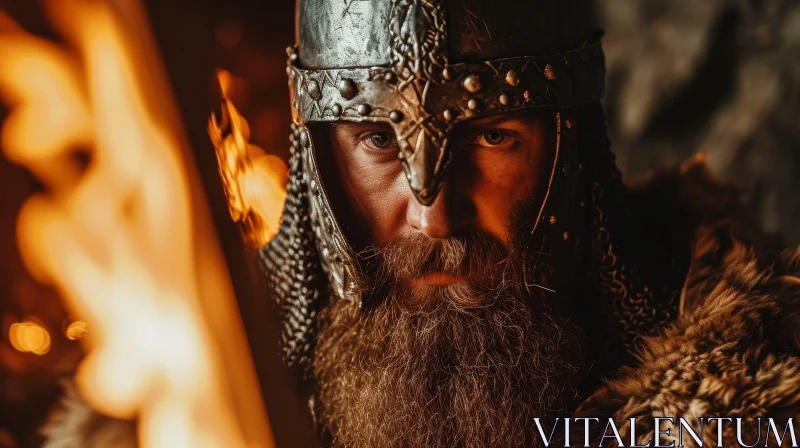 Intense Viking Warrior Portrait AI Image