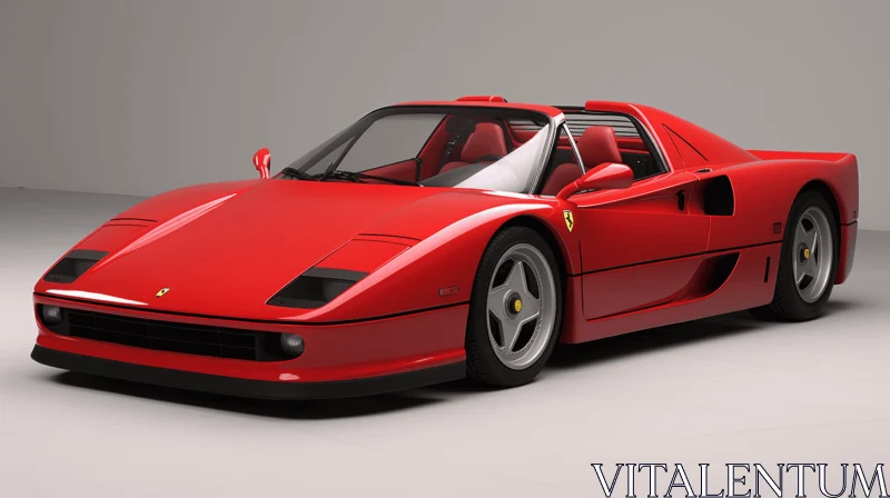 Red Ferrari Sports Car | Low Resolution 3D Model | 1980s Style AI Image