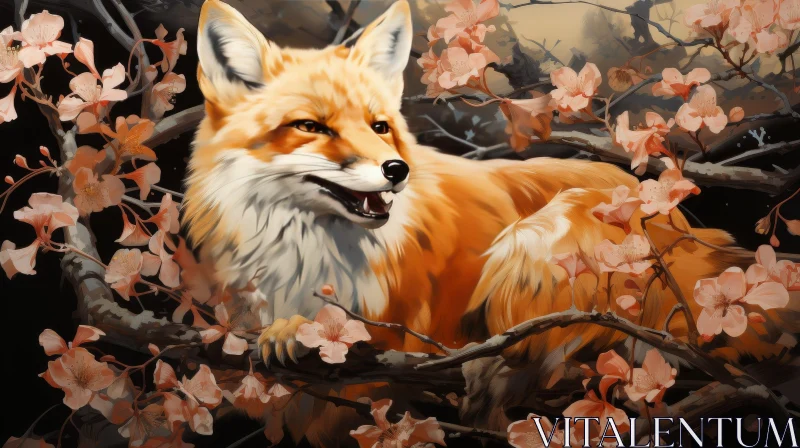AI ART Red Fox in Forest Painting