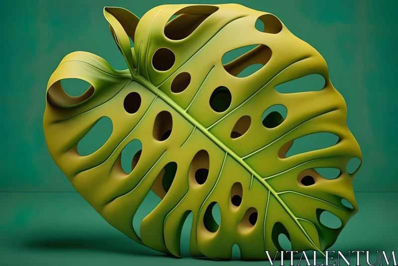 3D Printable Leaf with Holes - Surreal Still Life Composition AI Image