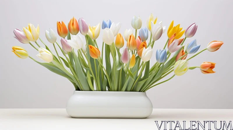 AI ART Elegant Tulip Arrangement in White Vase