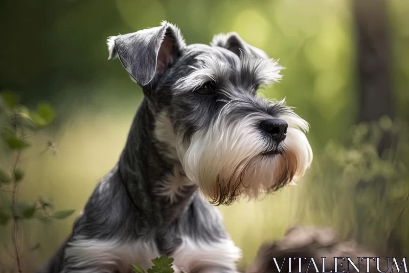 Grey and White Schnauzer Dog in the Field - Nature Portrait AI Image
