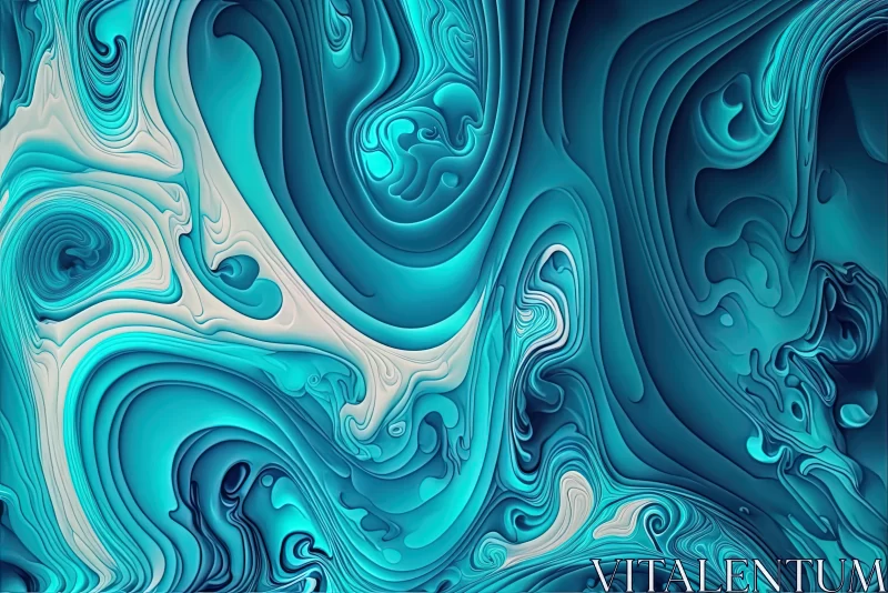 Abstract Aqua Blue Waves Wallpaper - Fluid Abstraction Art AI Image