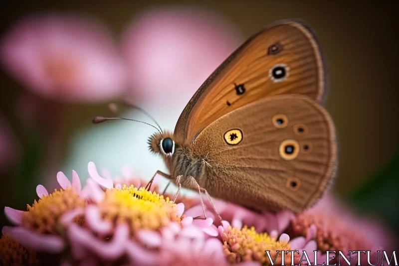 Brown Butterfly on Pink Flower - Captivating Nature Art AI Image