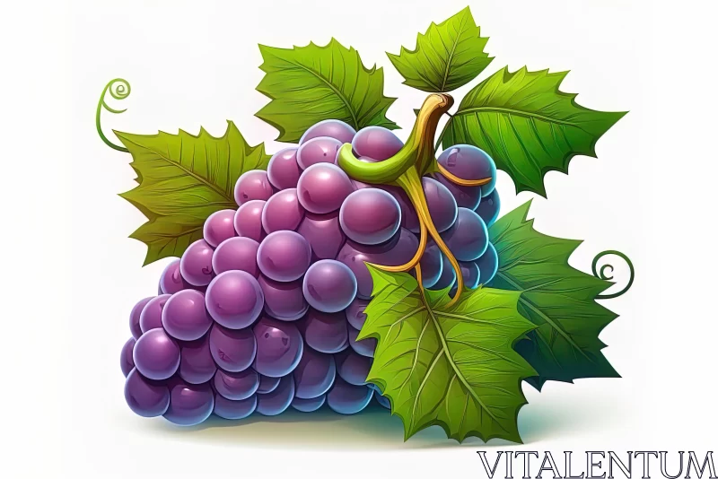 Colorful Grape Illustration in 2D Game Art Style AI Image