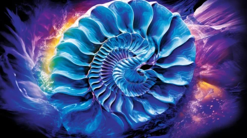Enchanting Nautilus Shell in Blue and Purple