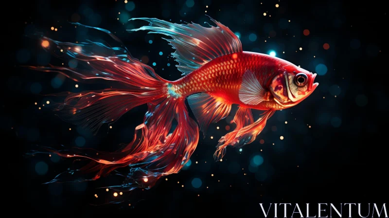AI ART Goldfish Digital Painting - Profile View with Bright Light