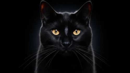 Intense Black Cat Portrait