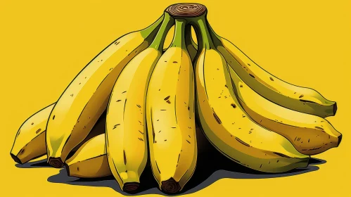 Ripe Yellow Bananas on Yellow Background