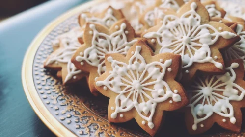 Delicious Iced Gingerbread Cookies on Oriental Plate