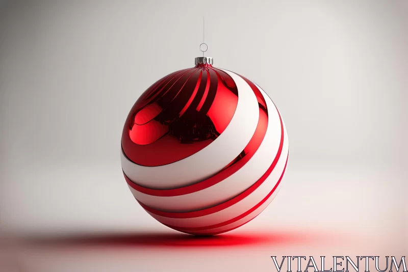 Festive Christmas Ornament: Red and White 3D Wallpaper AI Image