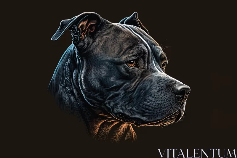 Realistic Pit Bull Dog Illustration with Chiaroscuro Lighting AI Image