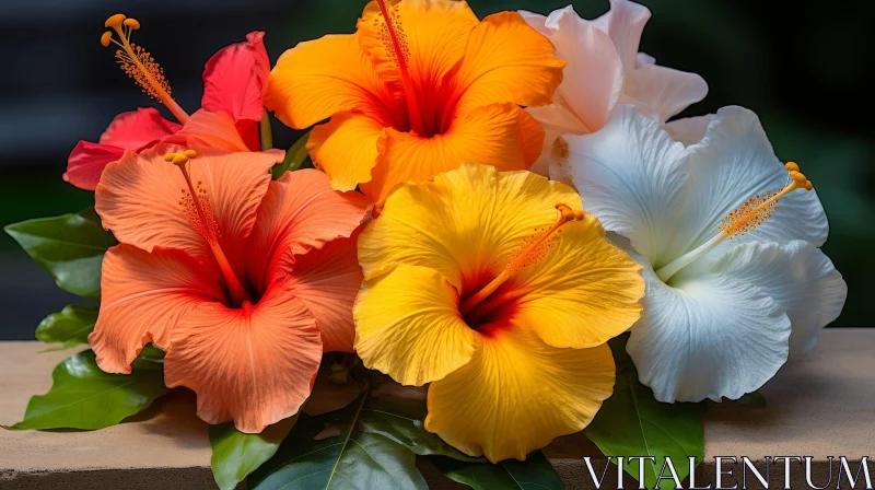 Vivid Hibiscus Flower Bouquet Photography AI Image