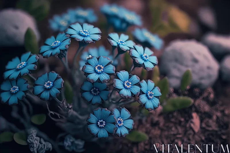 Captivating Blue Flowers in Delicate Harmony - A Stunning Visual AI Image