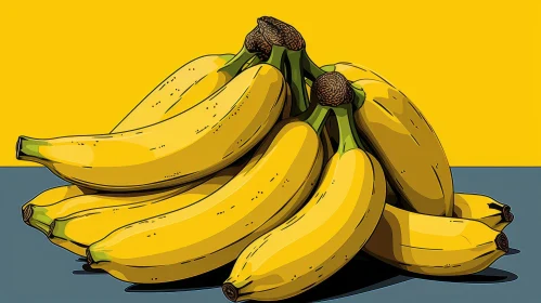 Yellow Bananas Cluster Illustration