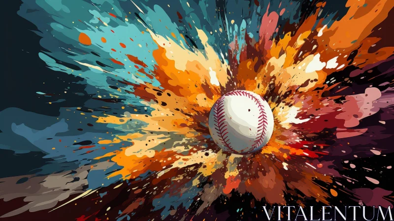 Colorful Abstract Baseball Painting AI Image