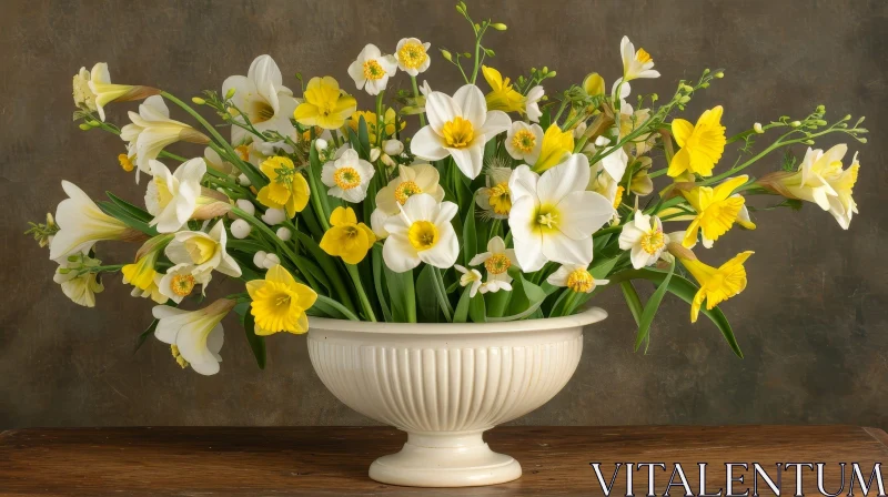 Daffodil Still Life: Serene Beauty in Bloom AI Image
