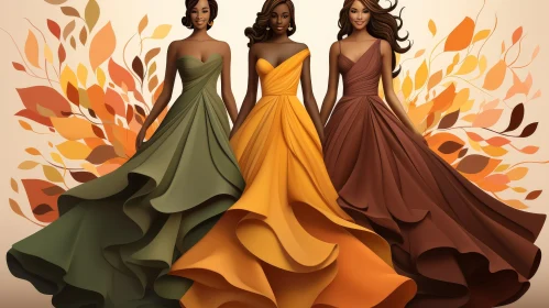 Elegant Women of Color in Fall Dresses