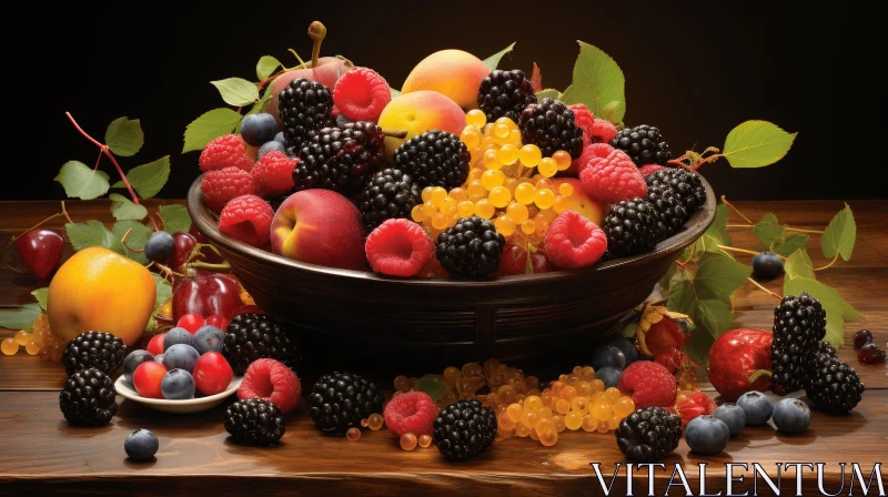 Ripe Berries and Fruit Still Life AI Image