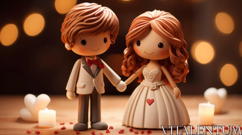 Romantic Wedding Cake Topper 3D Rendering AI Image