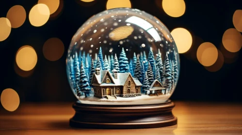 Snow Globe Winter Scene 3D Rendering