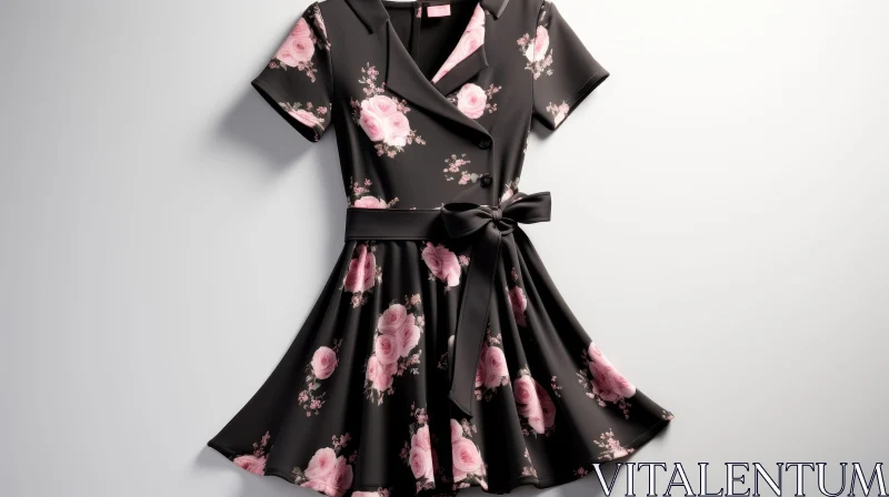 AI ART Chic Black Dress with Floral Pattern | Casual Wear