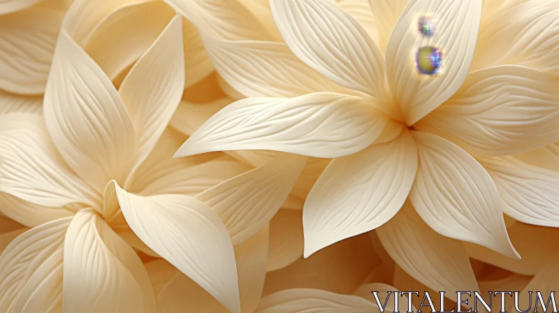 AI ART Cream-Colored Flower Close-Up - Romantic Floral Image