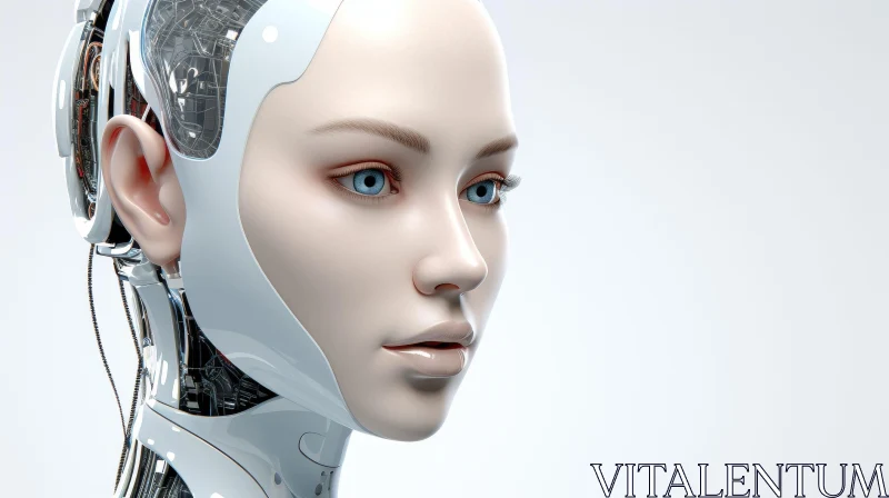 Female Android Head 3D Rendering AI Image