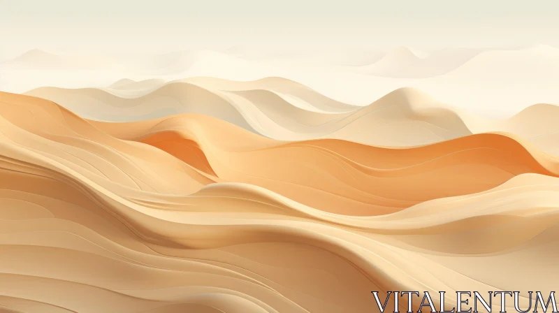 Golden Desert Sand Dunes 3D Rendering AI Image