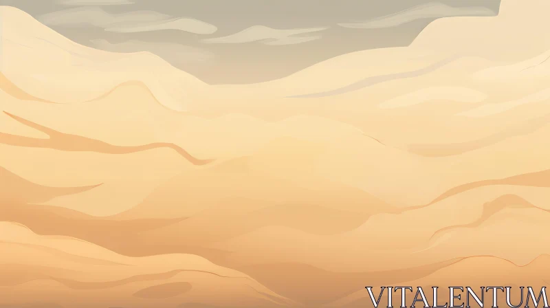 AI ART Golden Sand Dunes Desert Landscape