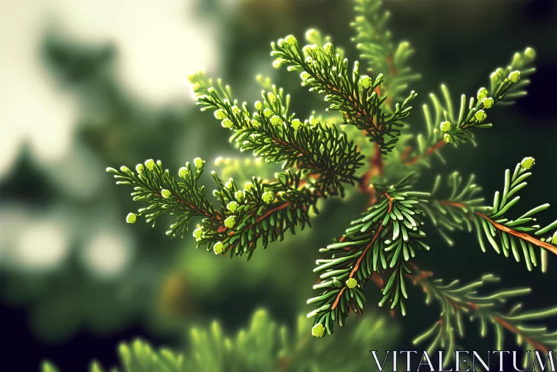 Green Spruce Trees: Hyper-Detailed Illustration with Acidic Colors AI Image