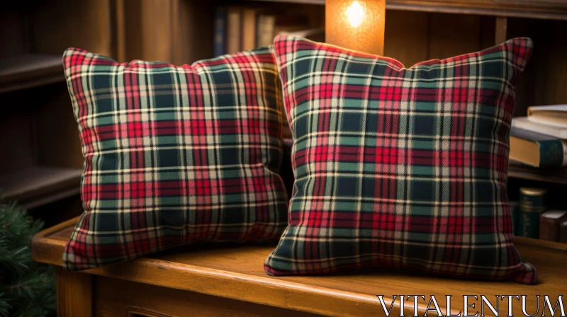 Traditional Christmas Tartan Plaid Pillows - Cozy Home Decor AI Image