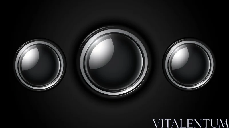 Sleek Black Glossy Buttons Vector Illustration AI Image
