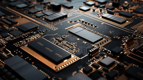 Close-Up Printed Circuit Board (PCB) with Electronic Components