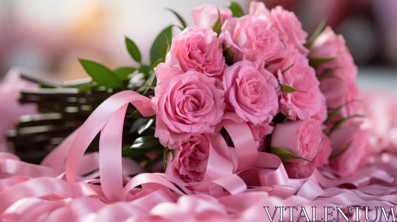 Pink Roses Bouquet Close-Up AI Image