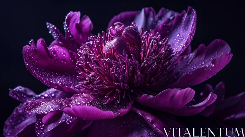 Purple Peony Flower in Full Bloom AI Image