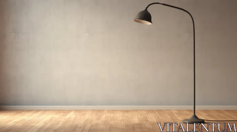 Vintage Floor Lamp in Empty Room AI Image
