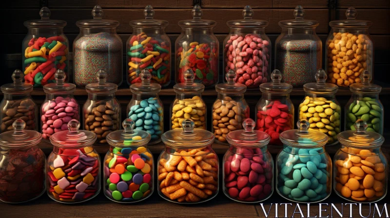 Colorful Candy Jars Display - Tempting Sweet Treats AI Image