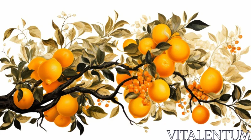 AI ART Detailed Painting of Orange Tree Branch