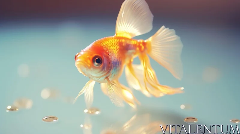 AI ART Graceful Orange and White Goldfish Swimming in Glass Bowl