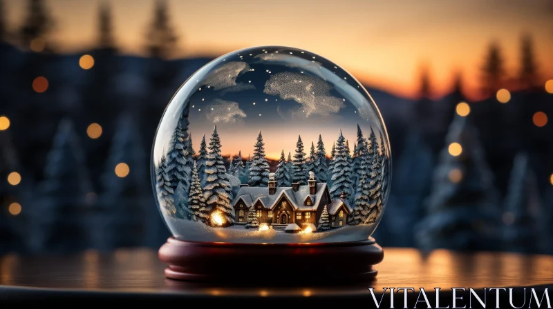 Winter Wonderland Snow Globe 3D Rendering AI Image