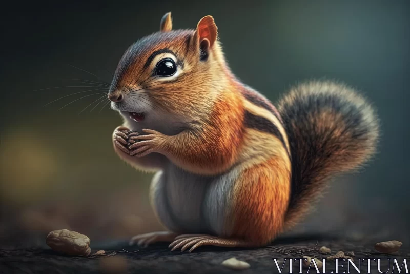 Captivating Chipmunk Painting in a Forest Setting AI Image